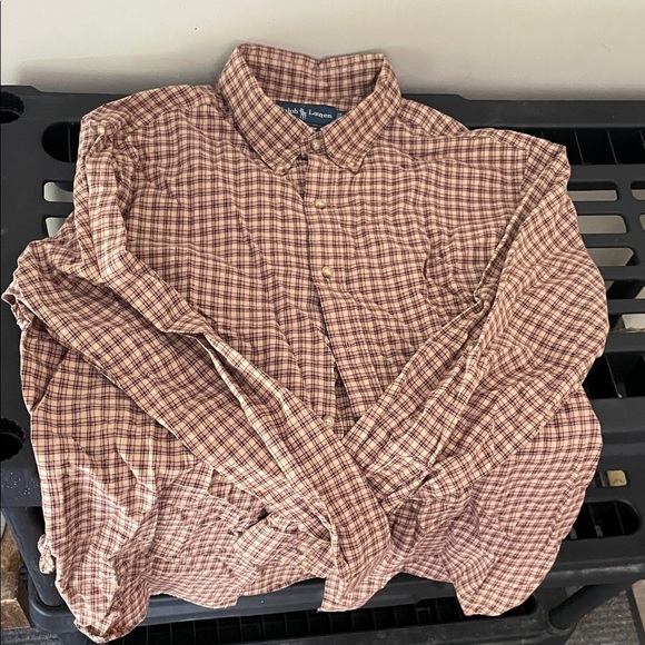 Polo Ralph Lauren deep red and tan Plaid Casual Shirt - Picture 1 of 5